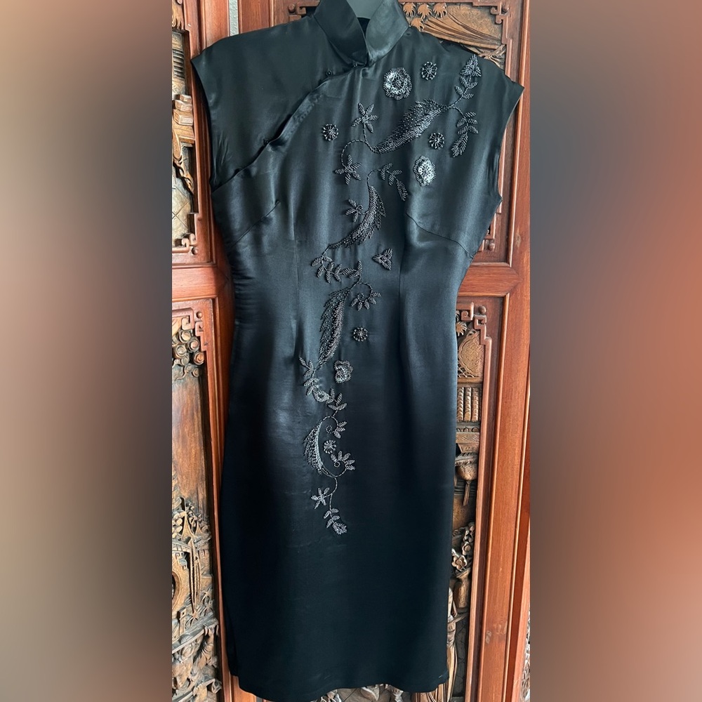 Vintage 1960s Custom Made Cheongsam Asian Dress small.